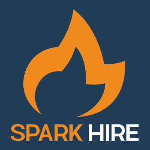 orange and white vertical spark hire logo